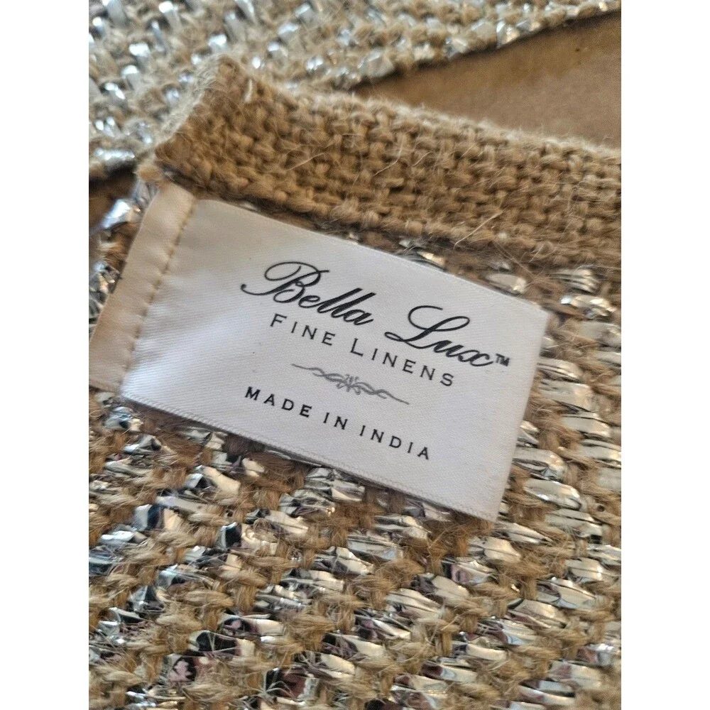 Beige Jute and Silver Thread Table Placemats Set of 4 13